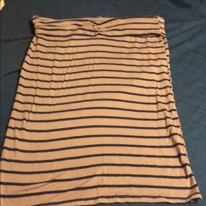 Tan and navy stripped jersey material pencil skirt